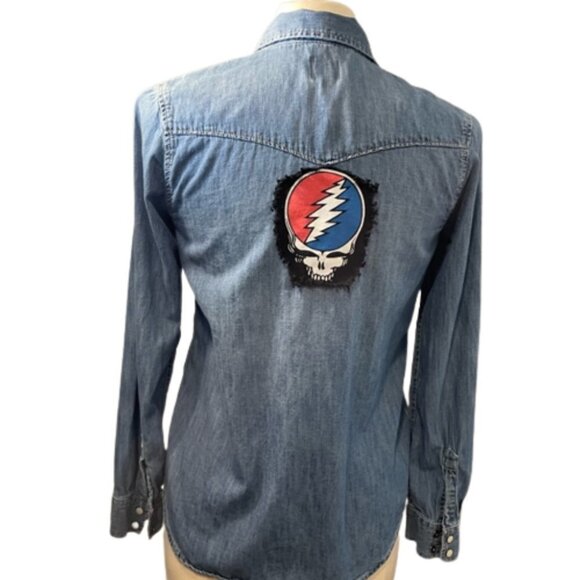 Custom Grateful Dead Denim Top Size Small - Picture 1 of 8